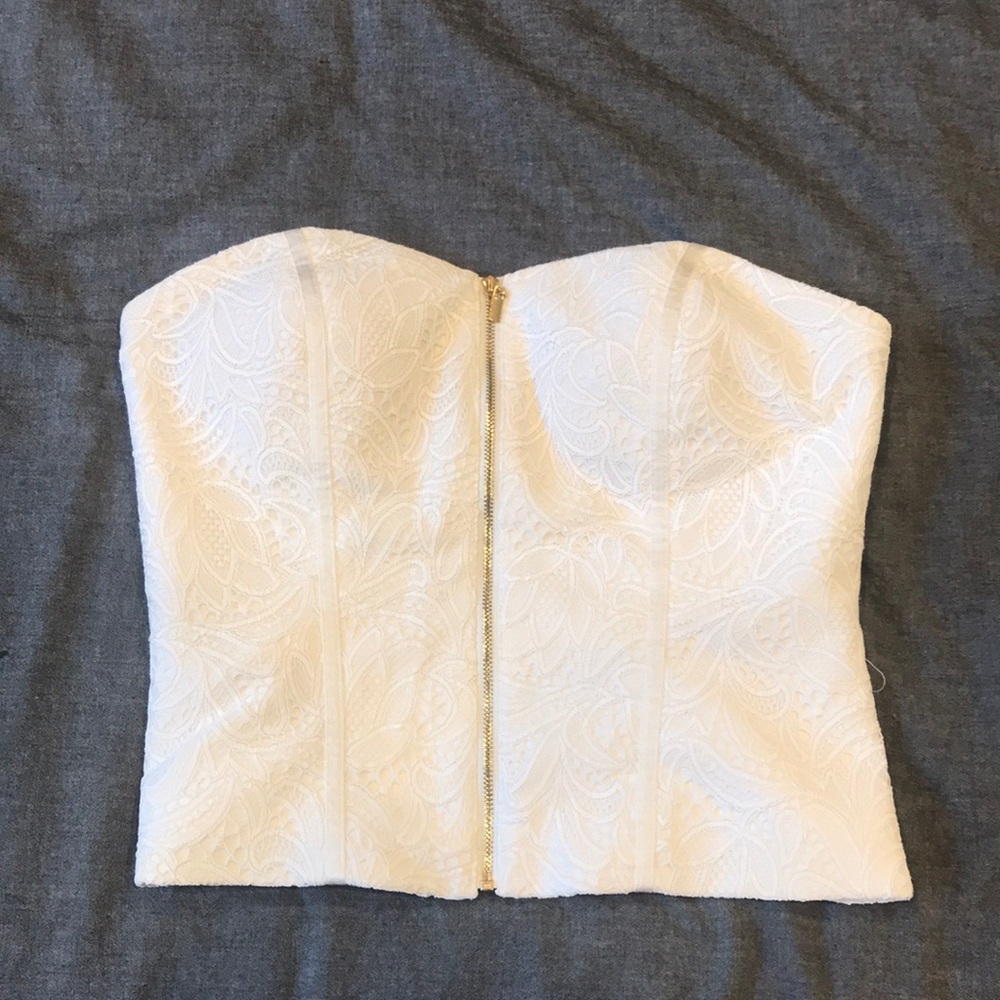 White lace bustier top